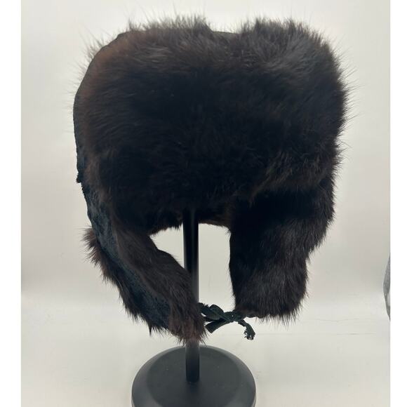 Vintage USSR Soviet Ushanka Genuine Fur Ear Flap Trapper Hat Quilted Size 54.5 main image 5